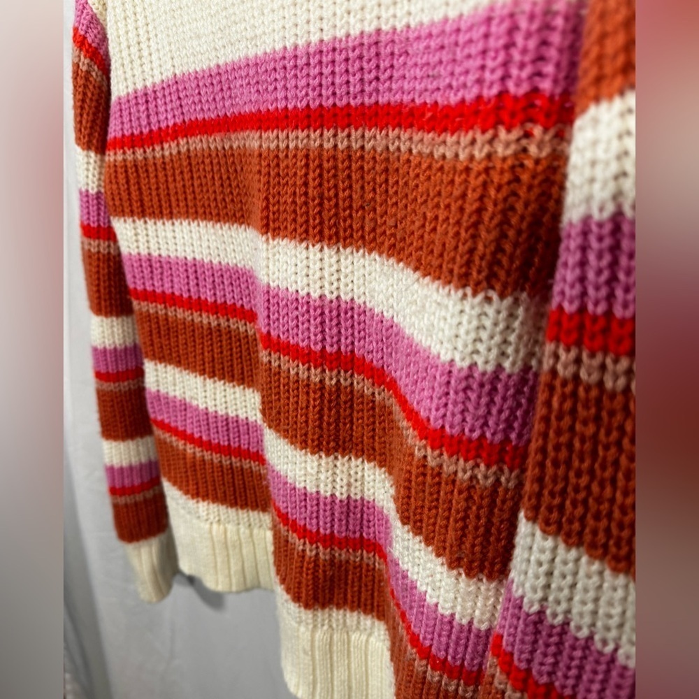 SO Girl's Striped Sweater - Cream, Pink, and Orange Size XL 14/16 - Picture 2 of 9